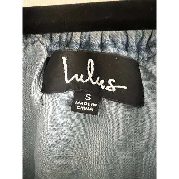Lulu's Chambray ruffle off the shoulder collar neck Size Small - Picture 3 of 5
